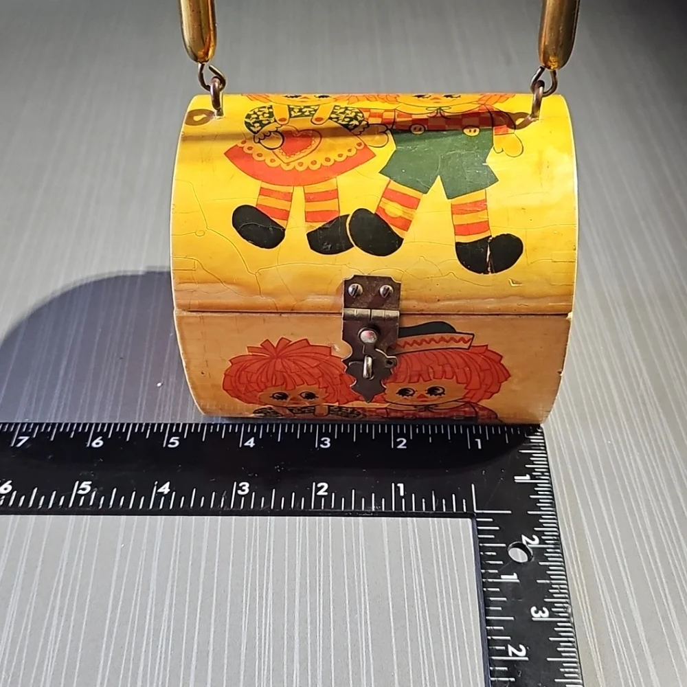 Vintage‎ Raggedy Ann And Andy Wooden Hobbie Purse Jewelry Box